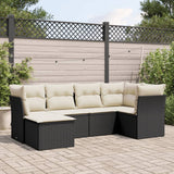 Salon de jardin 6 pcs avec coussins noir résine tressée