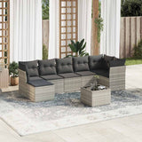 Salon de jardin 8 pcs avec coussins gris clair résine tressée