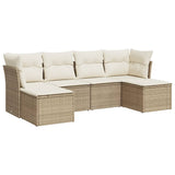 Garden furniture set with cushions 6 pcs beige woven resin