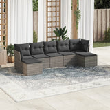 Salon de jardin avec coussins 7 pcs gris résine tressée