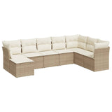 Salon de jardin avec coussins 8 pcs beige résine tressée