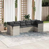 Salon de jardin avec coussins 7 pcs gris clair résine tressée