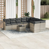 Garden furniture set with cushions 10 pcs light grey resin wicker