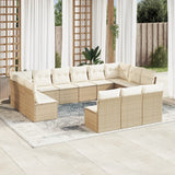 Salon de jardin avec coussins 13 pcs beige résine tressée