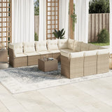 Salon de jardin avec coussins 12 pcs beige résine tressée