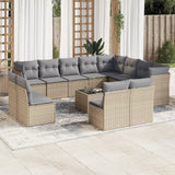 Salon de jardin avec coussins 13 pcs beige résine tressée