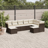 Salon de jardin avec coussins 9 pcs marron résine tressée