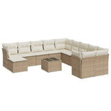 Salon de jardin avec coussins 12 pcs beige résine tressée