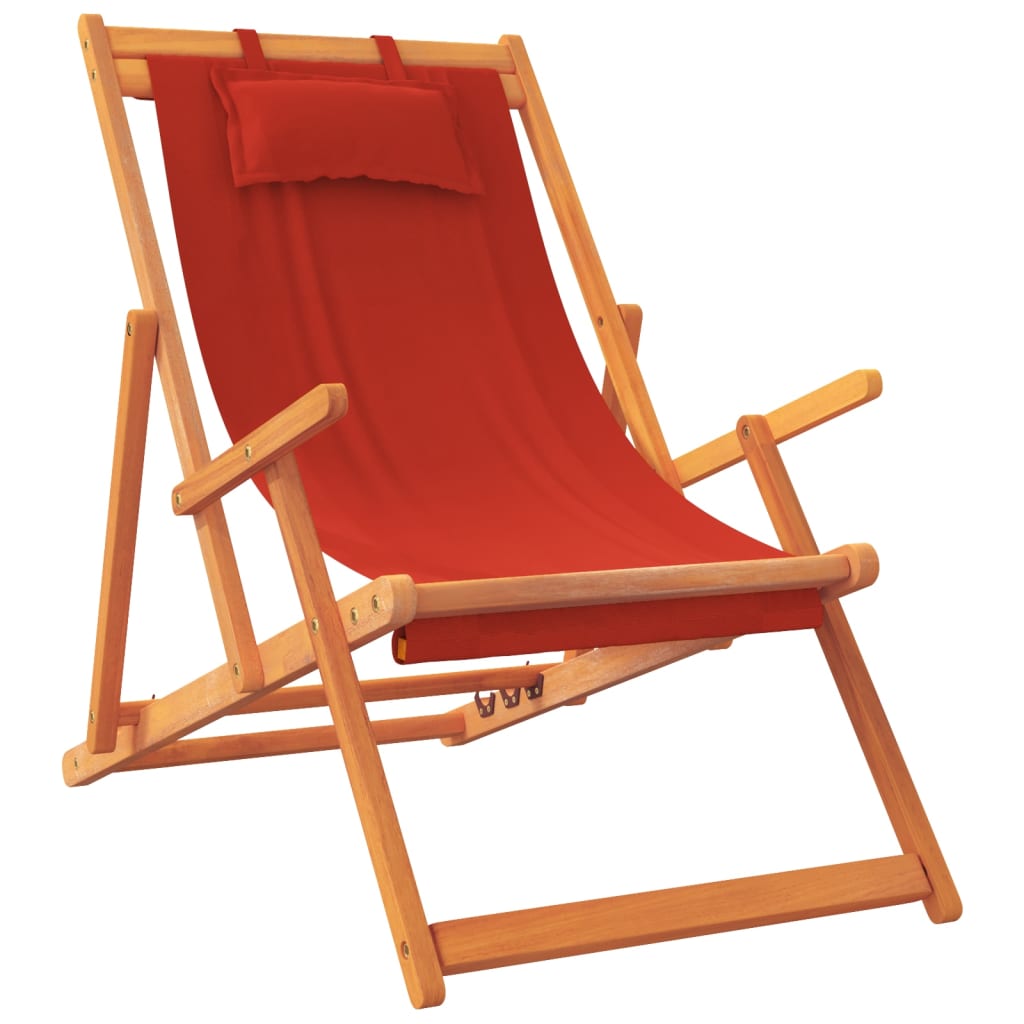 Chaises de plage pliables lot de 2 rouge tissu