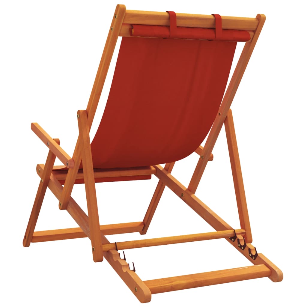 Chaises de plage pliables lot de 2 rouge tissu