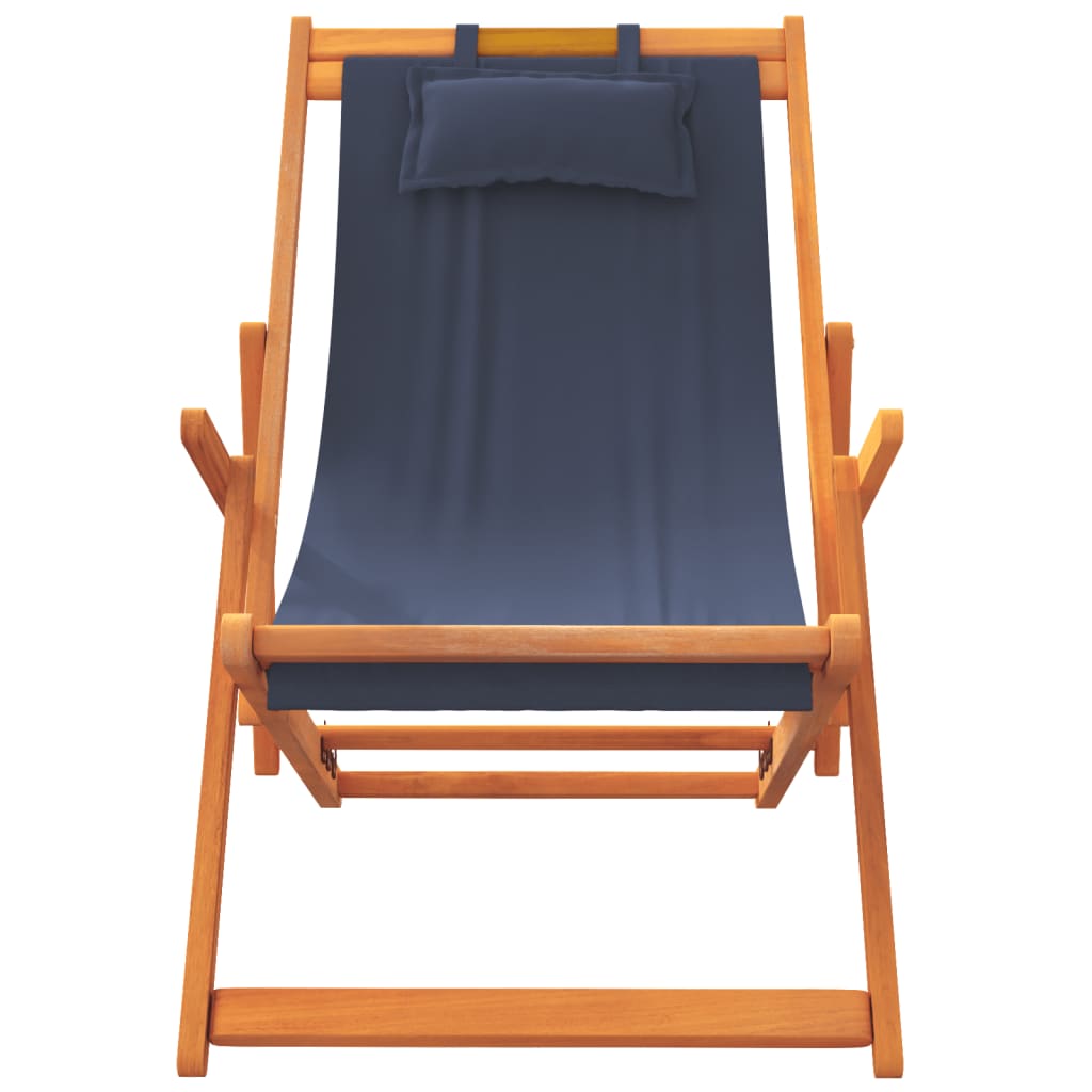 Chaises de plage pliables lot de 2 bleu tissu