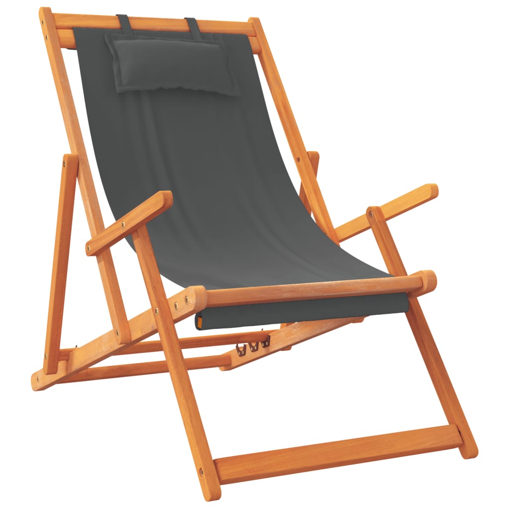 Chaises de plage pliables lot de 2 gris tissu