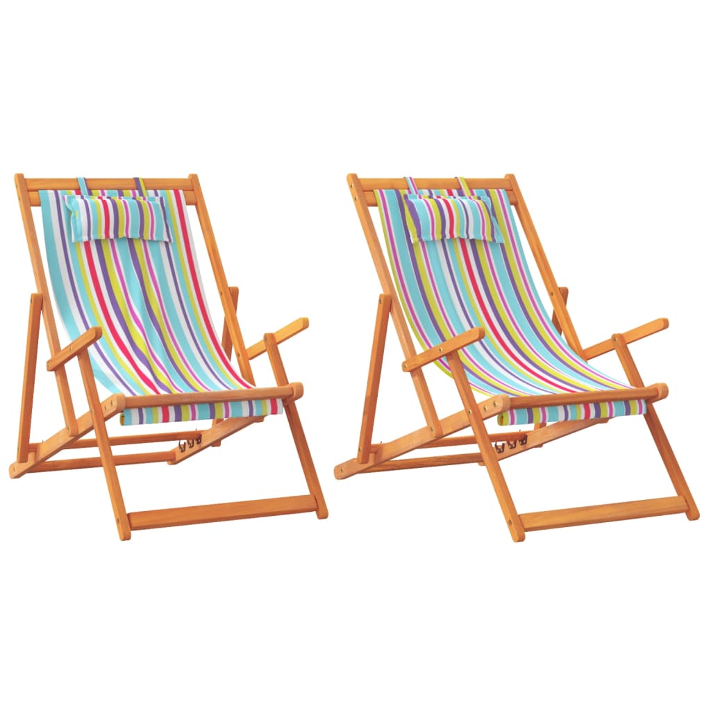 Chaises de plage pliables lot de 2 multicolore tissu