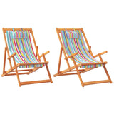 Chaises de plage pliables lot de 2 multicolore tissu