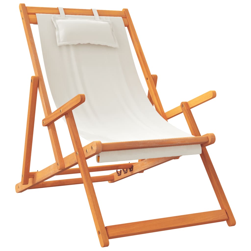 Chaises de plage pliables lot de 2 crème tissu