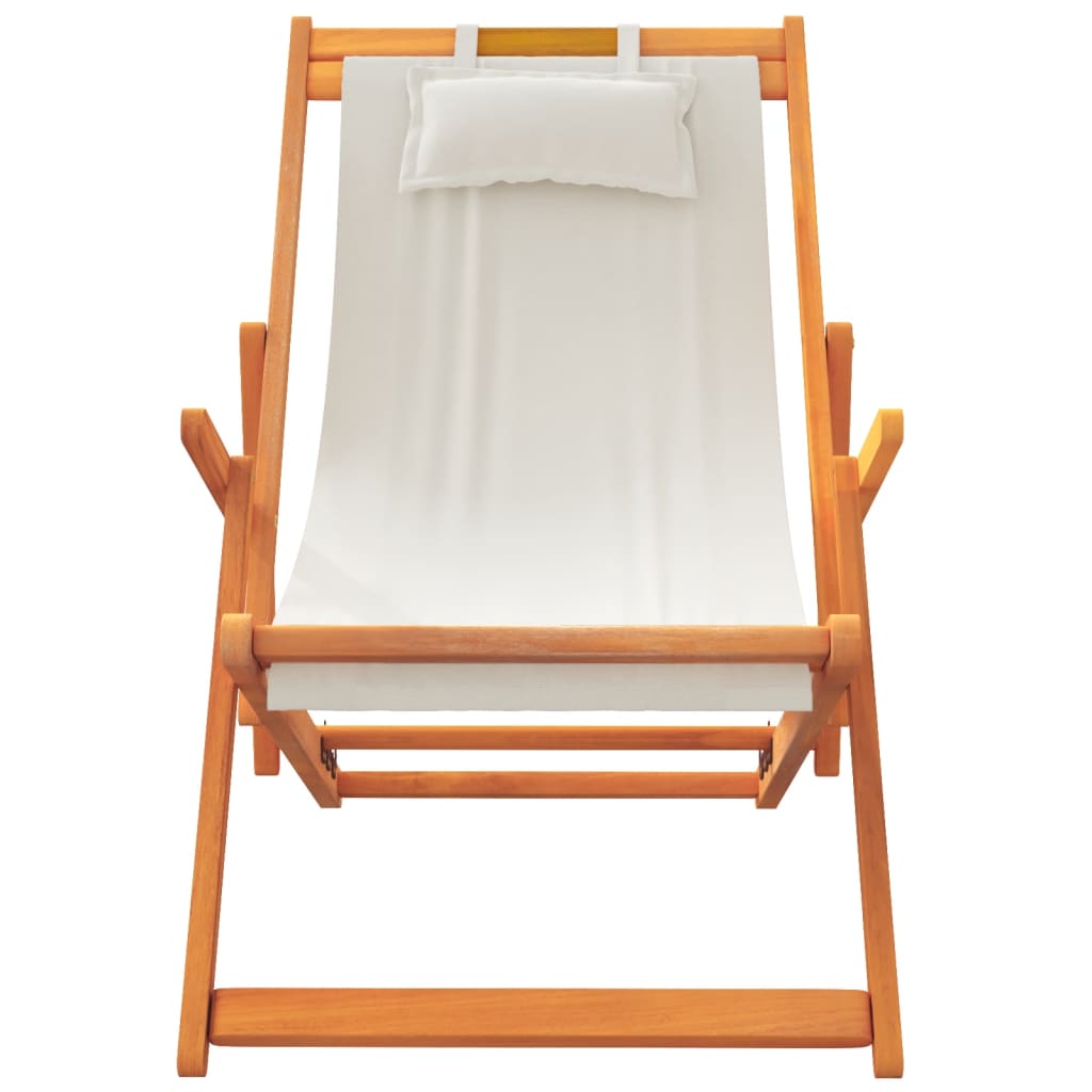 Chaises de plage pliables lot de 2 crème tissu