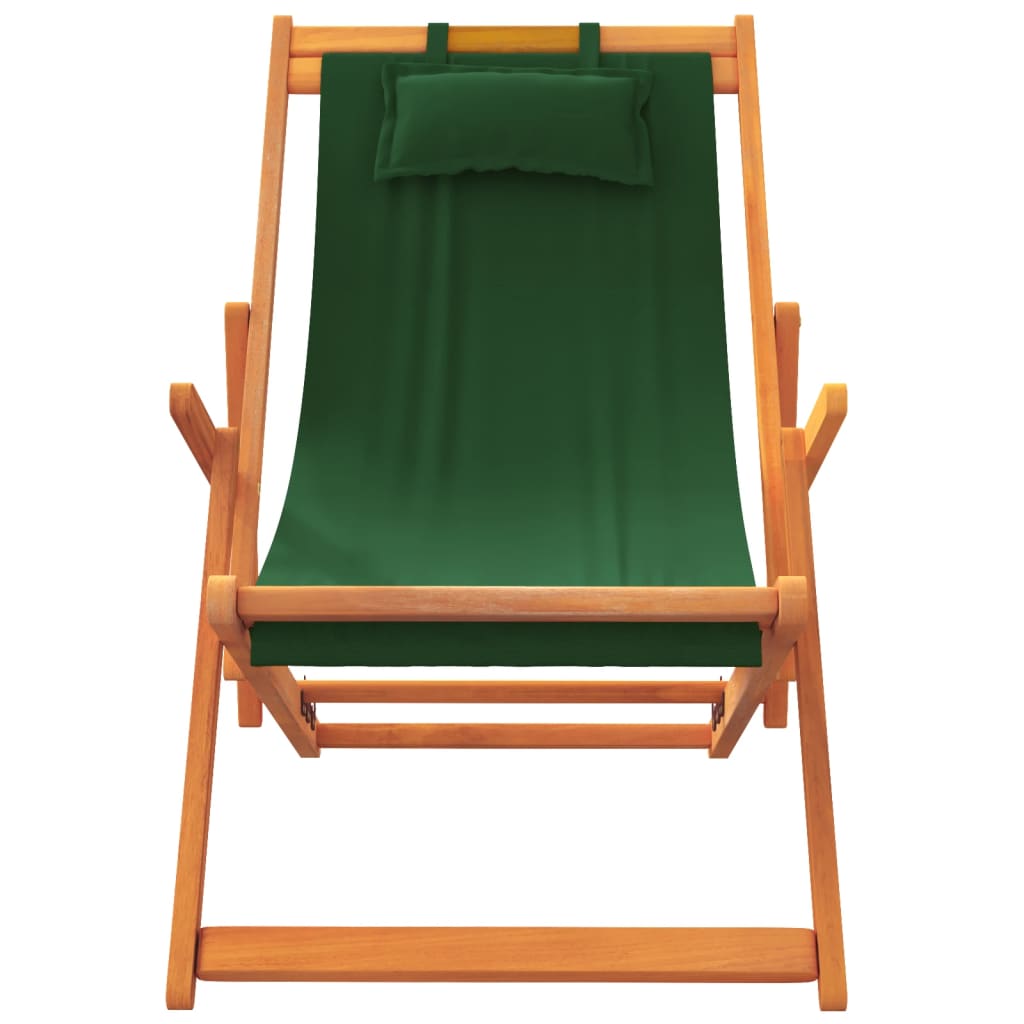 Chaises de plage pliables lot de 2 vert tissu