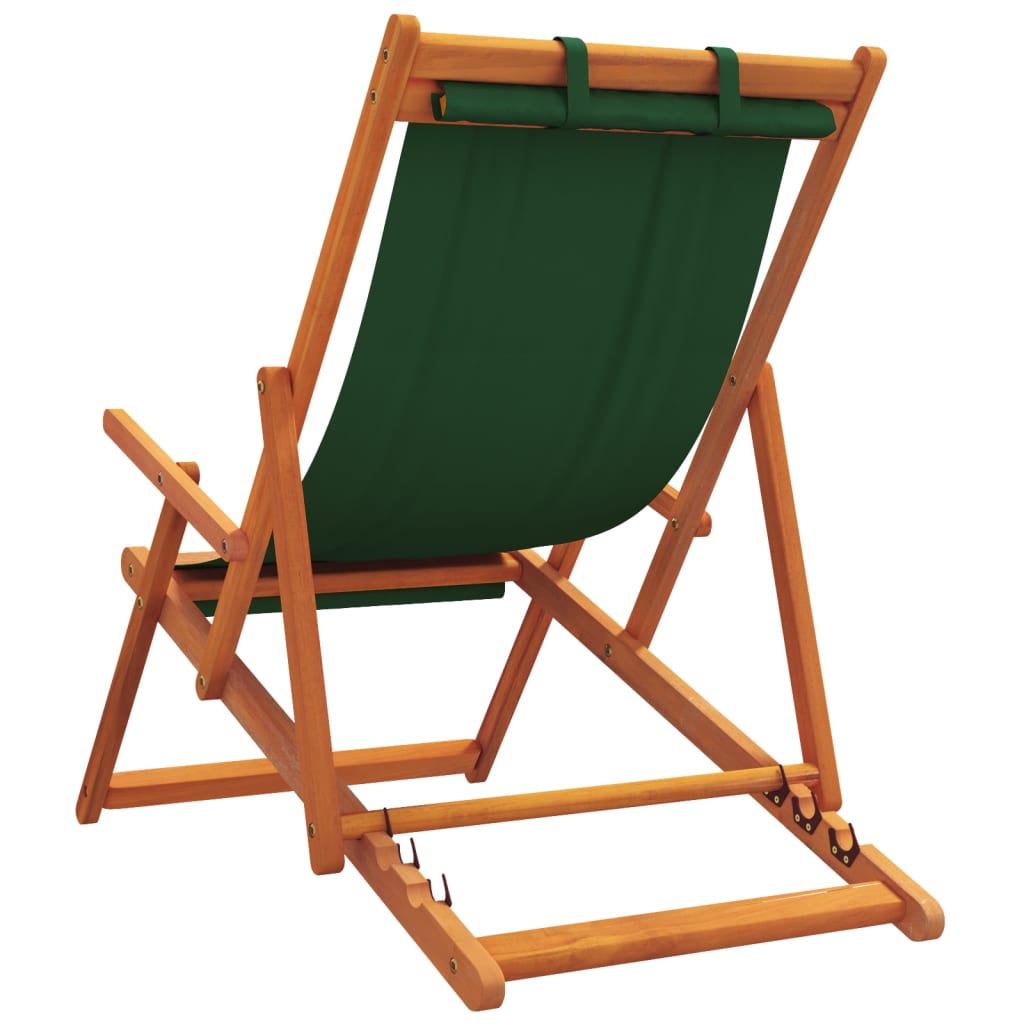 Chaises de plage pliables lot de 2 vert tissu