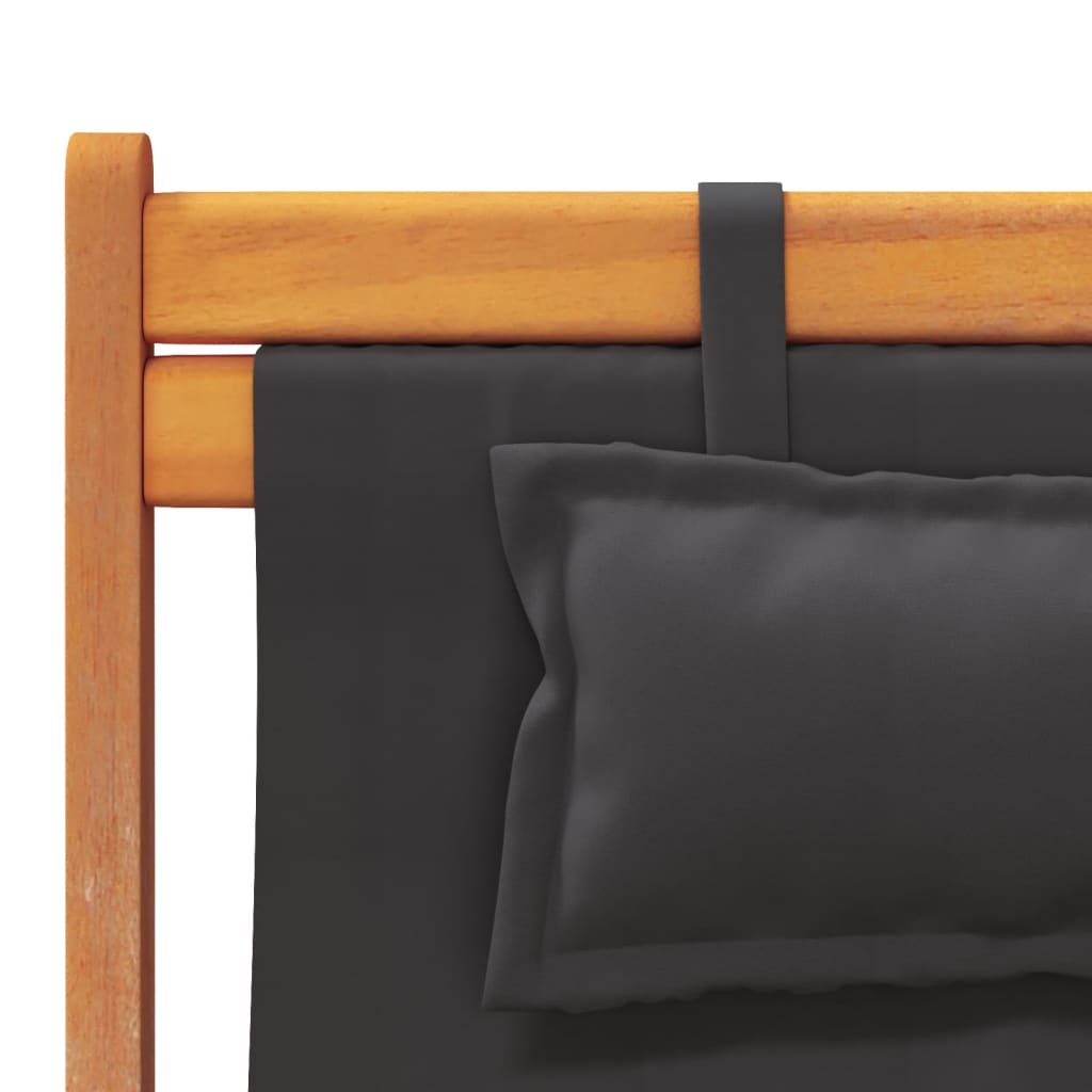 Chaises de plage pliables lot de 2 noir tissu