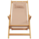 Chaises de plage pliantes lot de 2 taupe tissu et bois massif