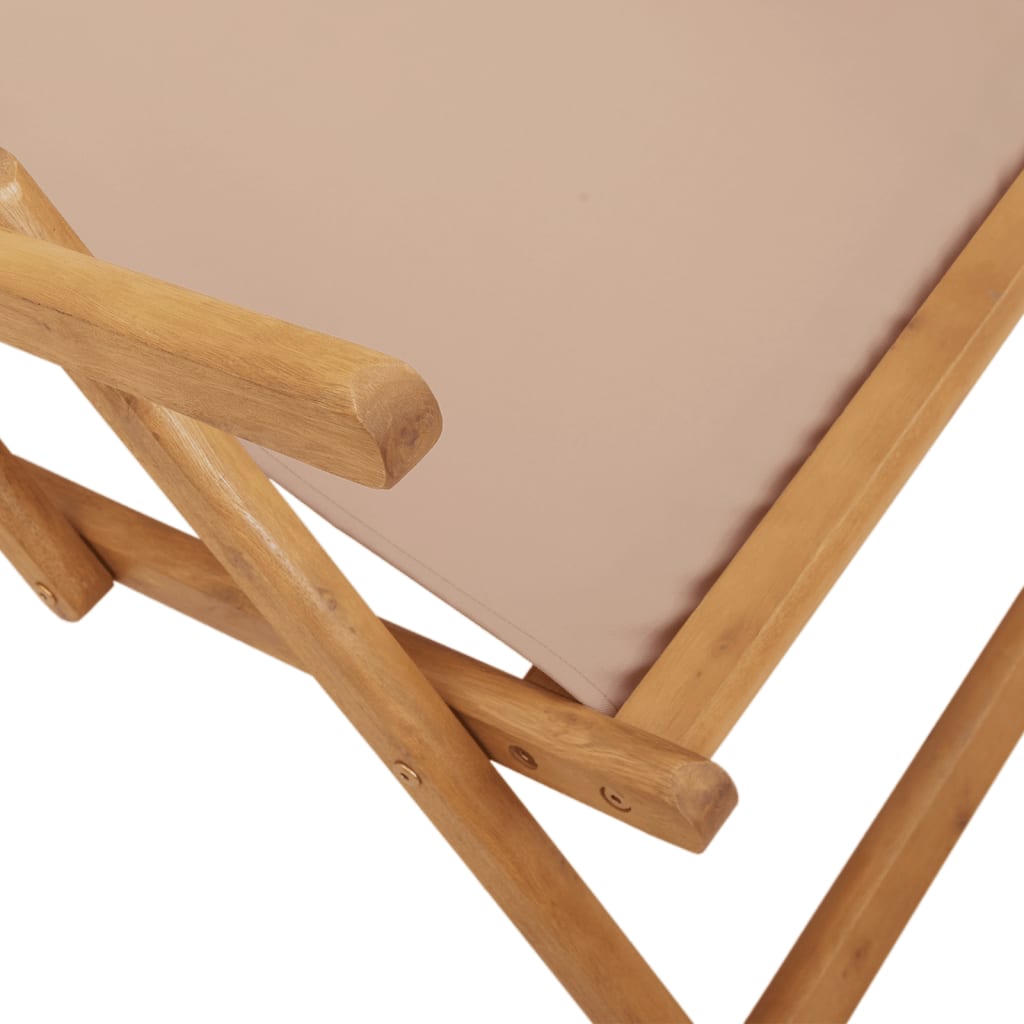 Chaises de plage pliantes lot de 2 taupe tissu et bois massif