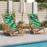 Chaises de plage pliantes lot de 2 tissu et bois massif