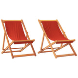 Chaises de plage pliables lot de 2 rouge tissu