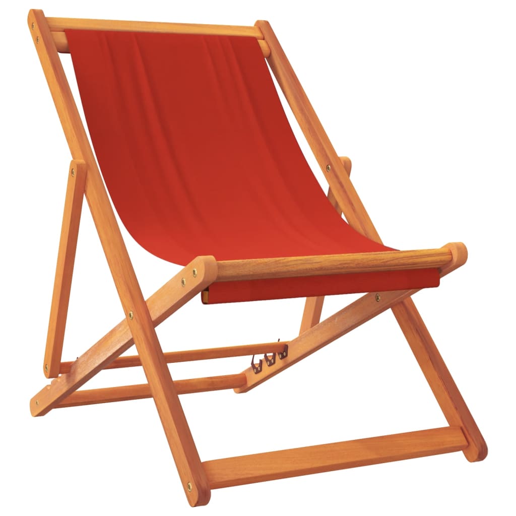 Chaises de plage pliables lot de 2 rouge tissu