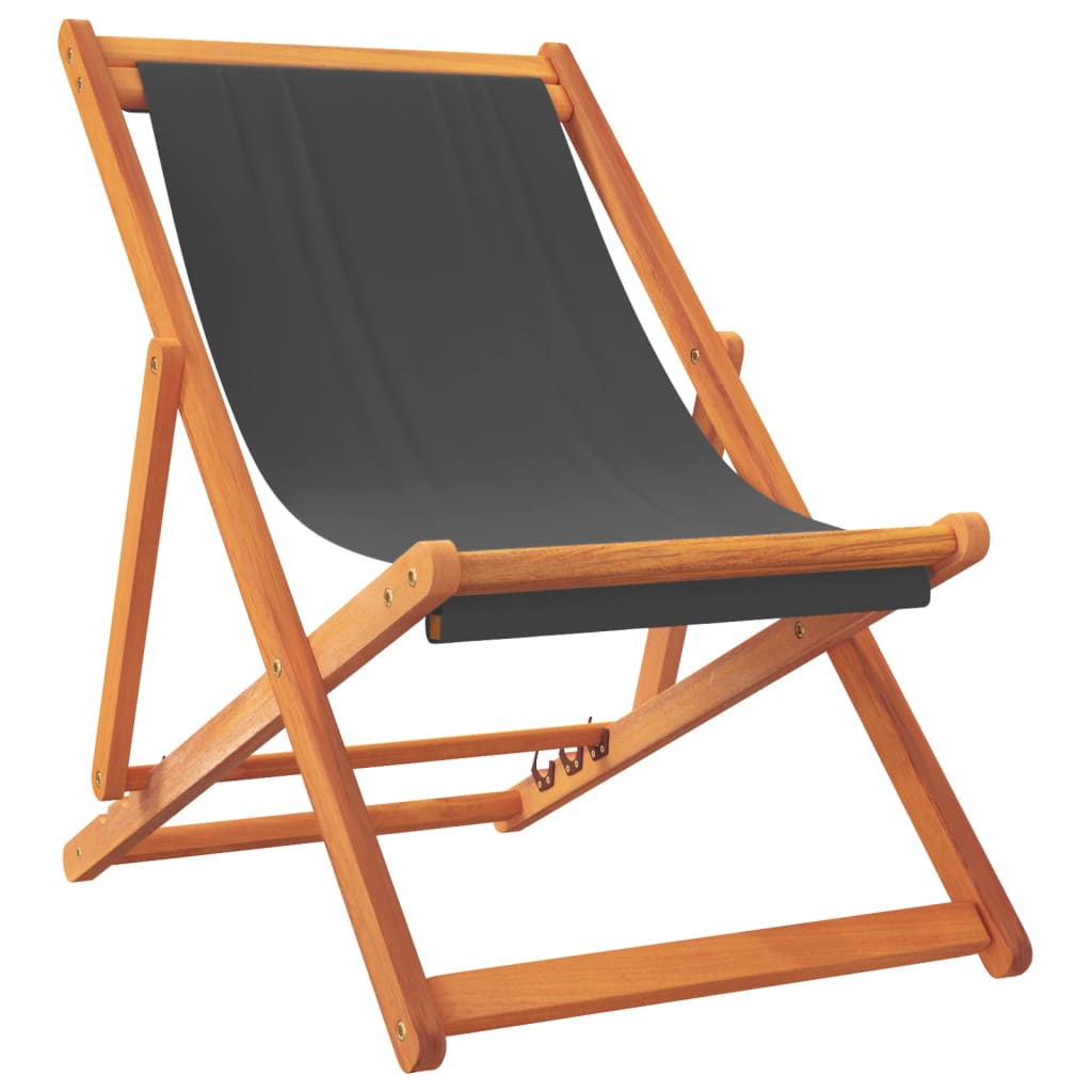 Chaises de plage pliables lot de 2 gris tissu