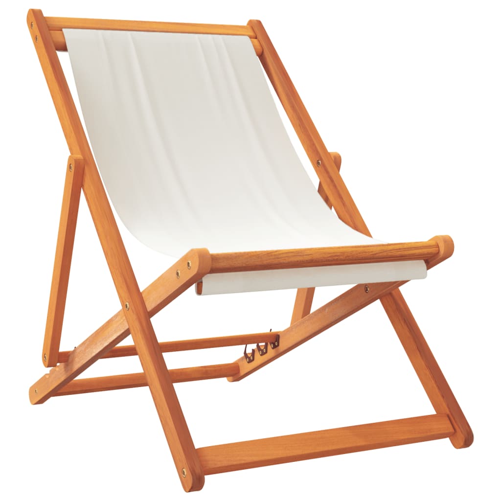 Chaises de plage pliables lot de 2 blanc crème tissu