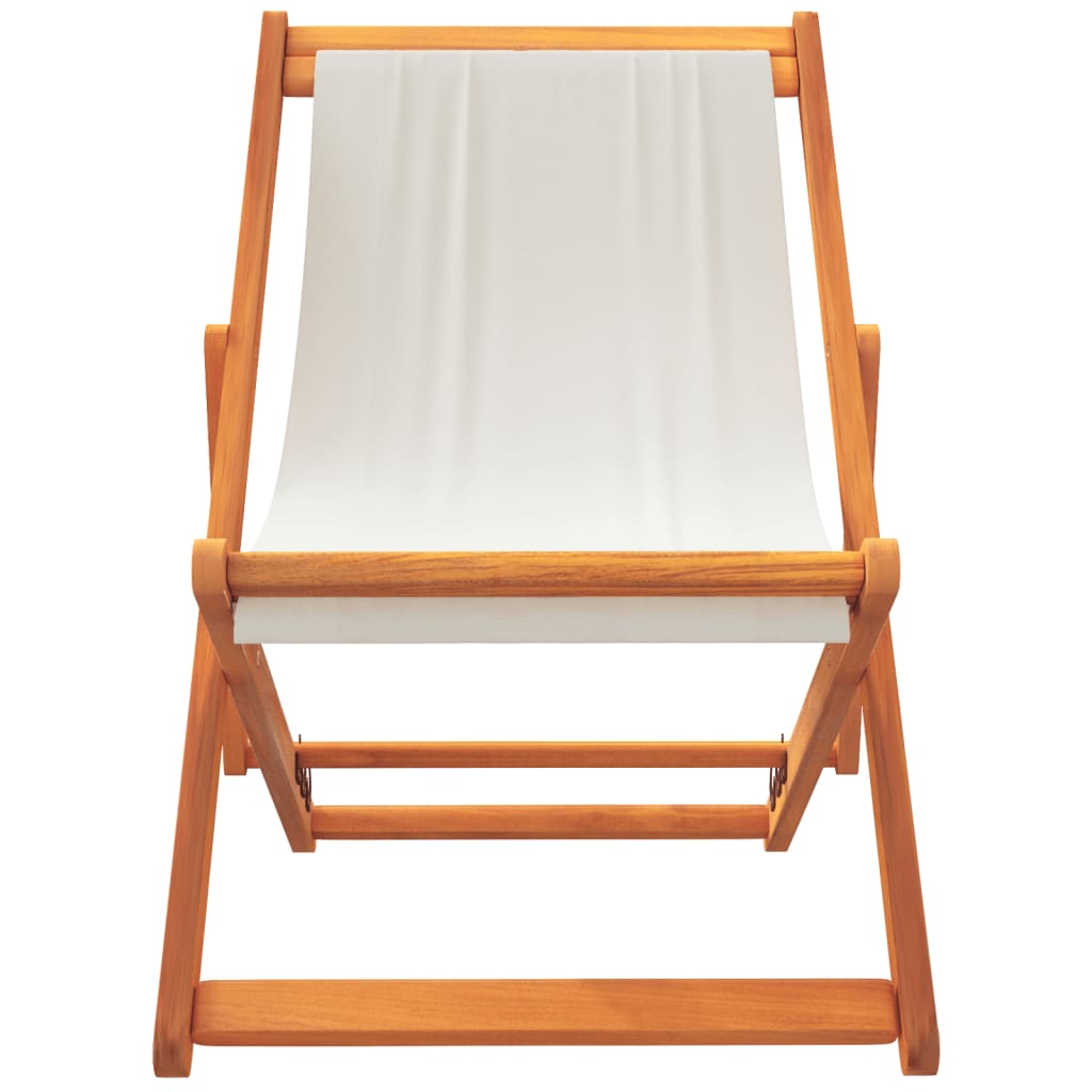 Chaises de plage pliables lot de 2 blanc crème tissu