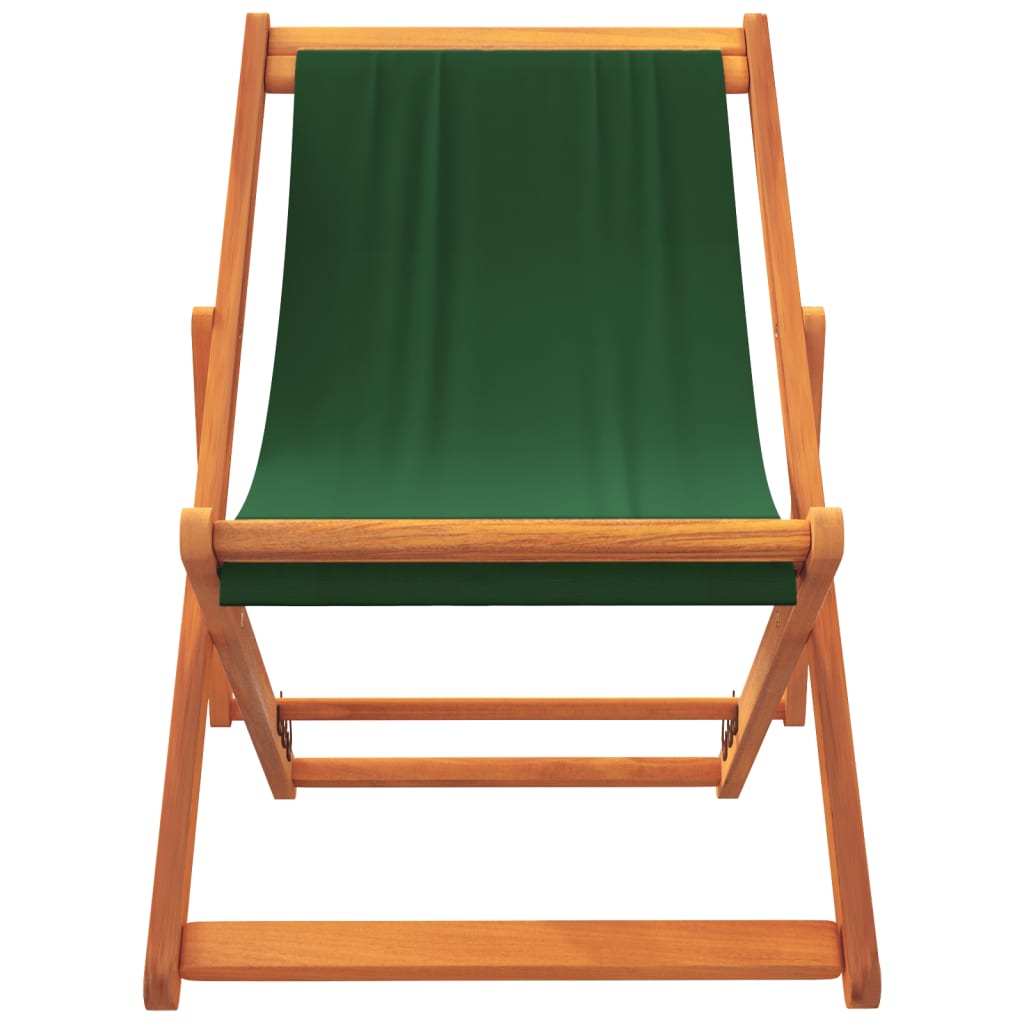 Chaises de plage pliables lot de 2 vert tissu