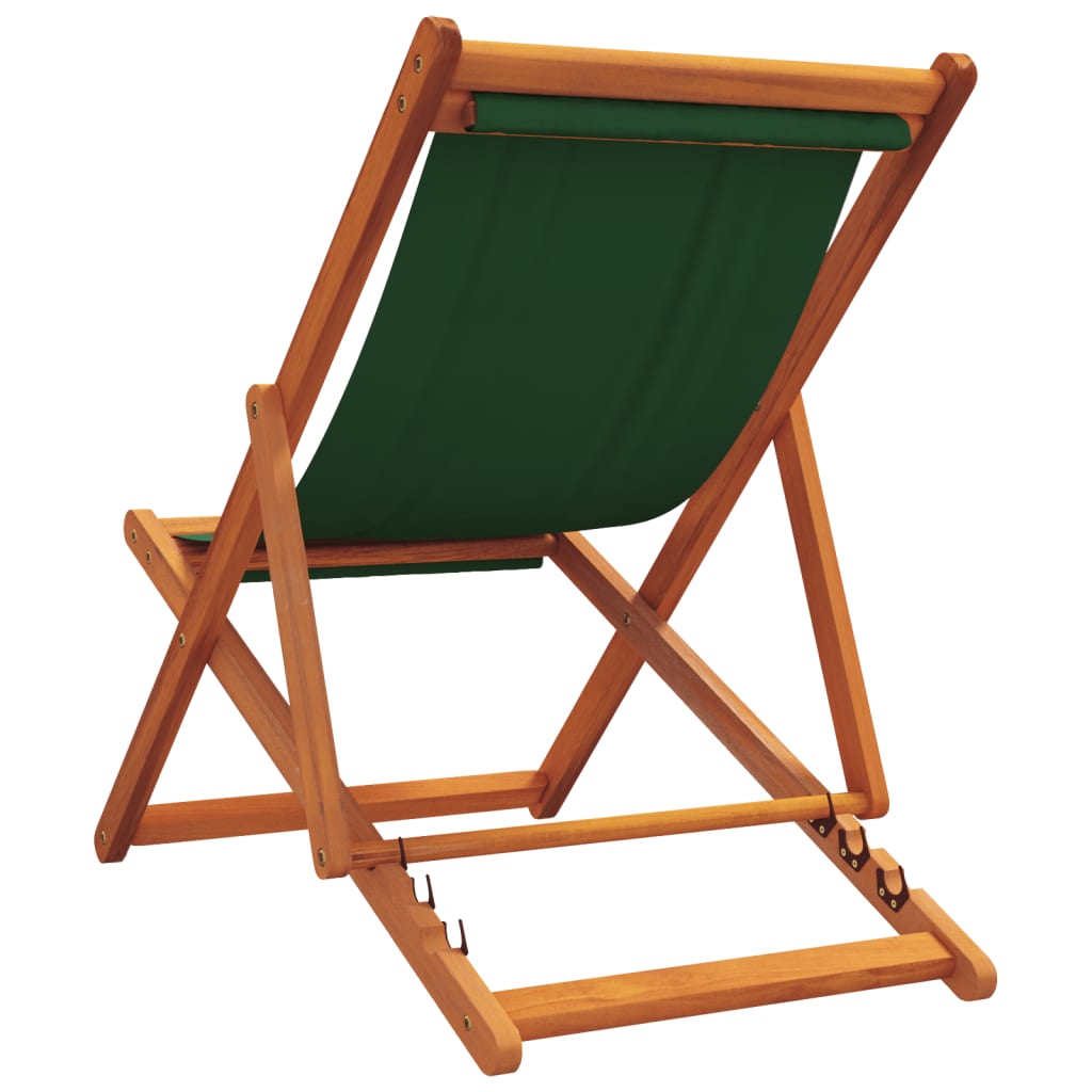 Chaises de plage pliables lot de 2 vert tissu