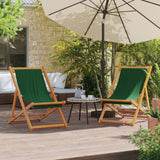 Chaises de plage pliables lot de 2 vert tissu