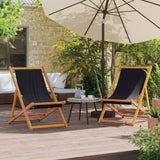 Chaises de plage pliables lot de 2 noir tissu