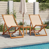 Chaises de plage pliantes lot de 2 beige tissu et bois massif