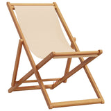 Chaises de plage pliantes lot de 2 beige tissu et bois massif