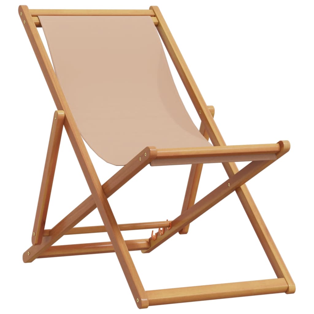 Chaises de plage pliantes lot de 2 taupe tissu et bois massif