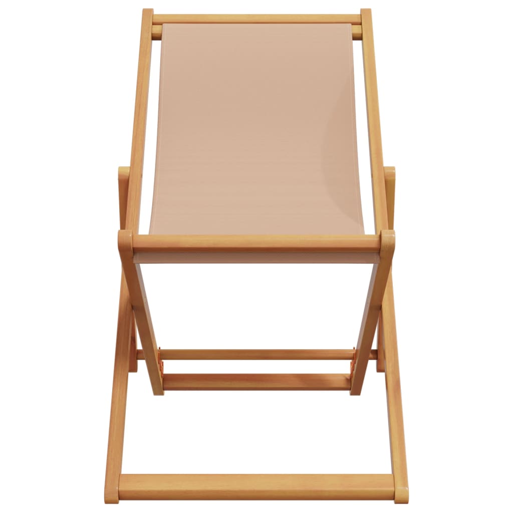 Chaises de plage pliantes lot de 2 taupe tissu et bois massif