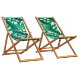 Chaises de plage pliantes lot de 2 tissu et bois massif