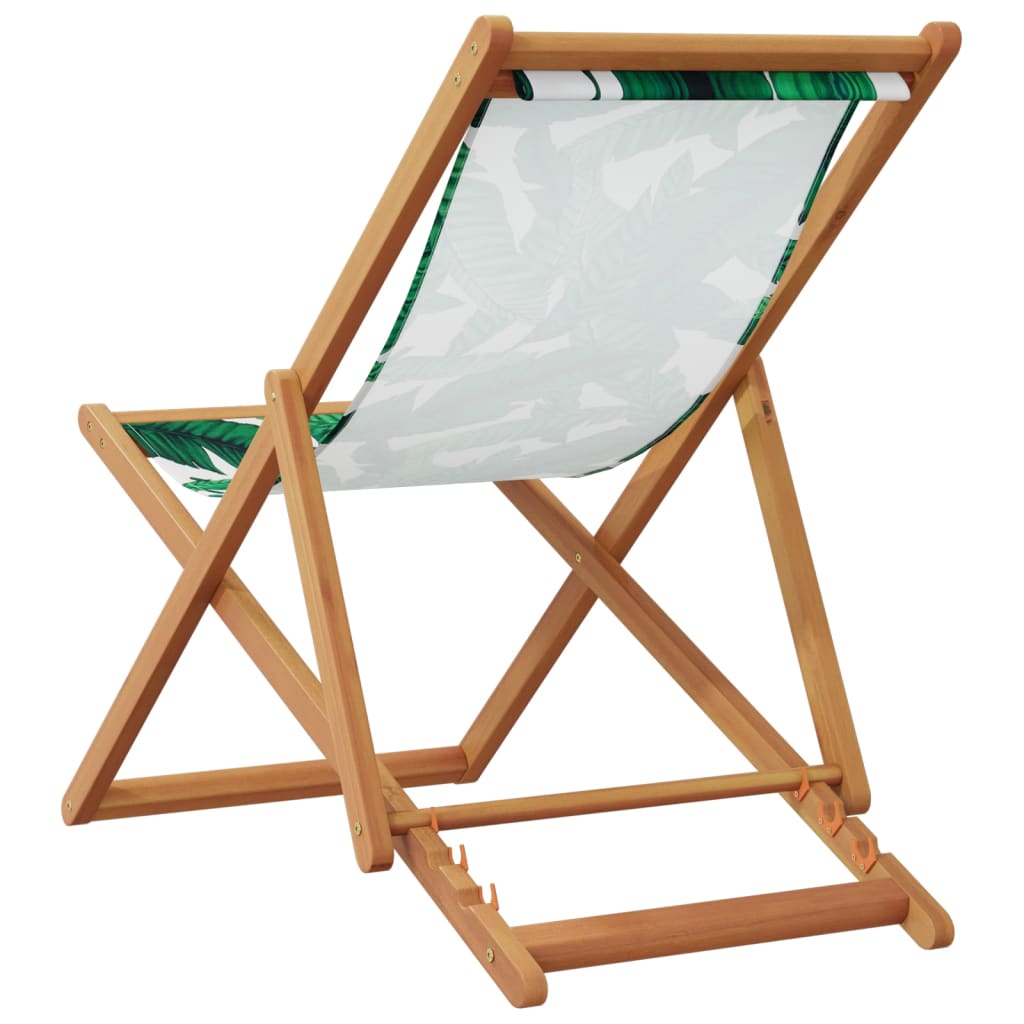 Chaises de plage pliantes lot de 2 tissu et bois massif