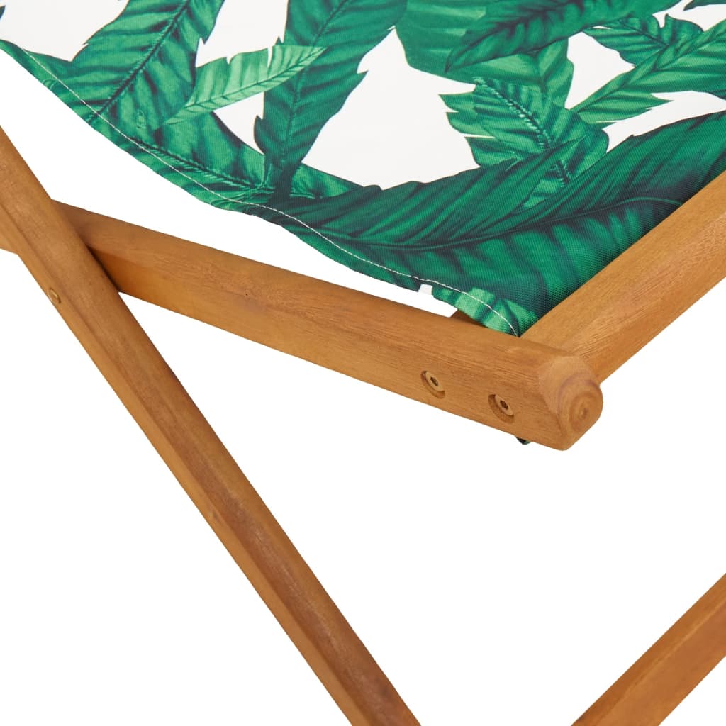 Chaises de plage pliantes lot de 2 tissu et bois massif