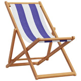 Chaises de plage pliantes lot de 2 bleu blanc tissu bois massif