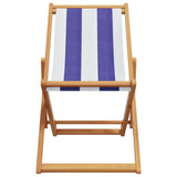 Chaises de plage pliantes lot de 2 bleu blanc tissu bois massif