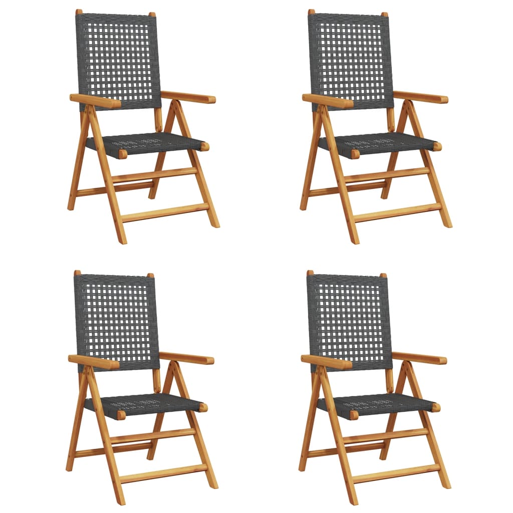 Chaises inclinables de jardin lot de 4 noir rotin bois massif