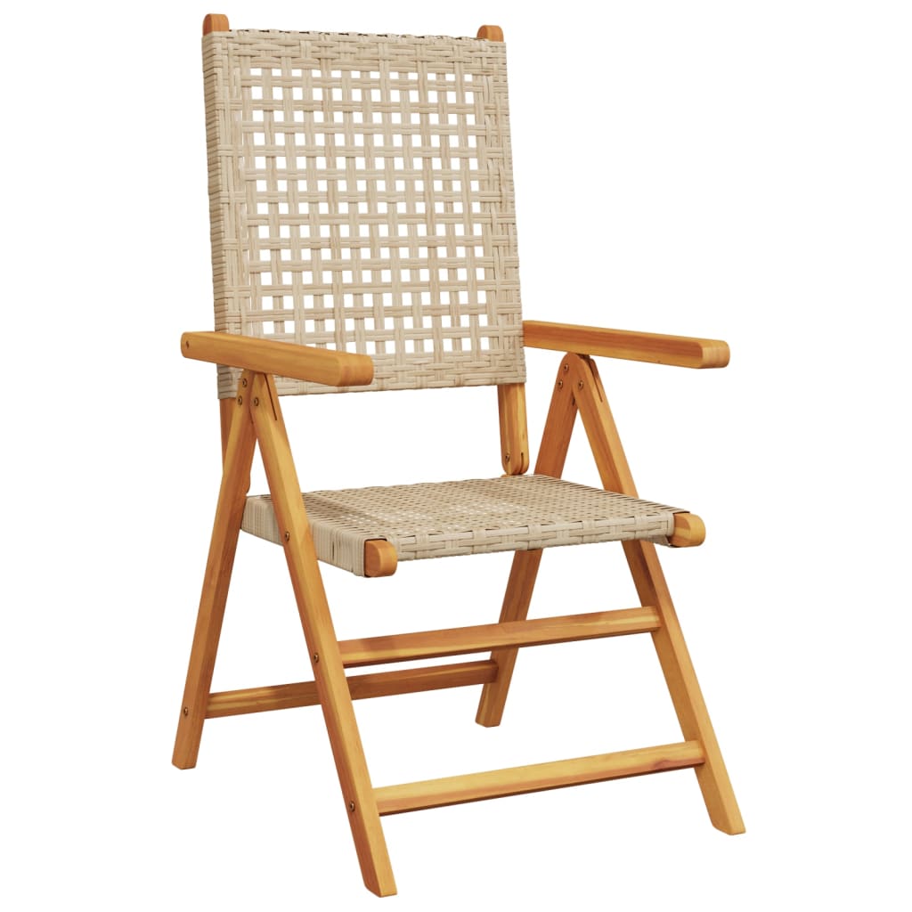 Chaises inclinables de jardin lot de 4 beige rotin bois massif