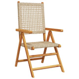 Chaises inclinables de jardin lot de 4 beige rotin bois massif