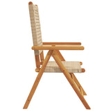 Chaises inclinables de jardin lot de 4 beige rotin bois massif