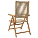 Chaises inclinables de jardin lot de 4 beige rotin bois massif