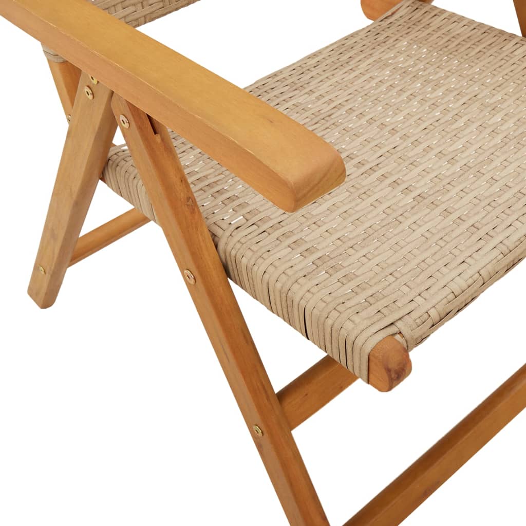 Chaises inclinables de jardin lot de 4 beige rotin bois massif